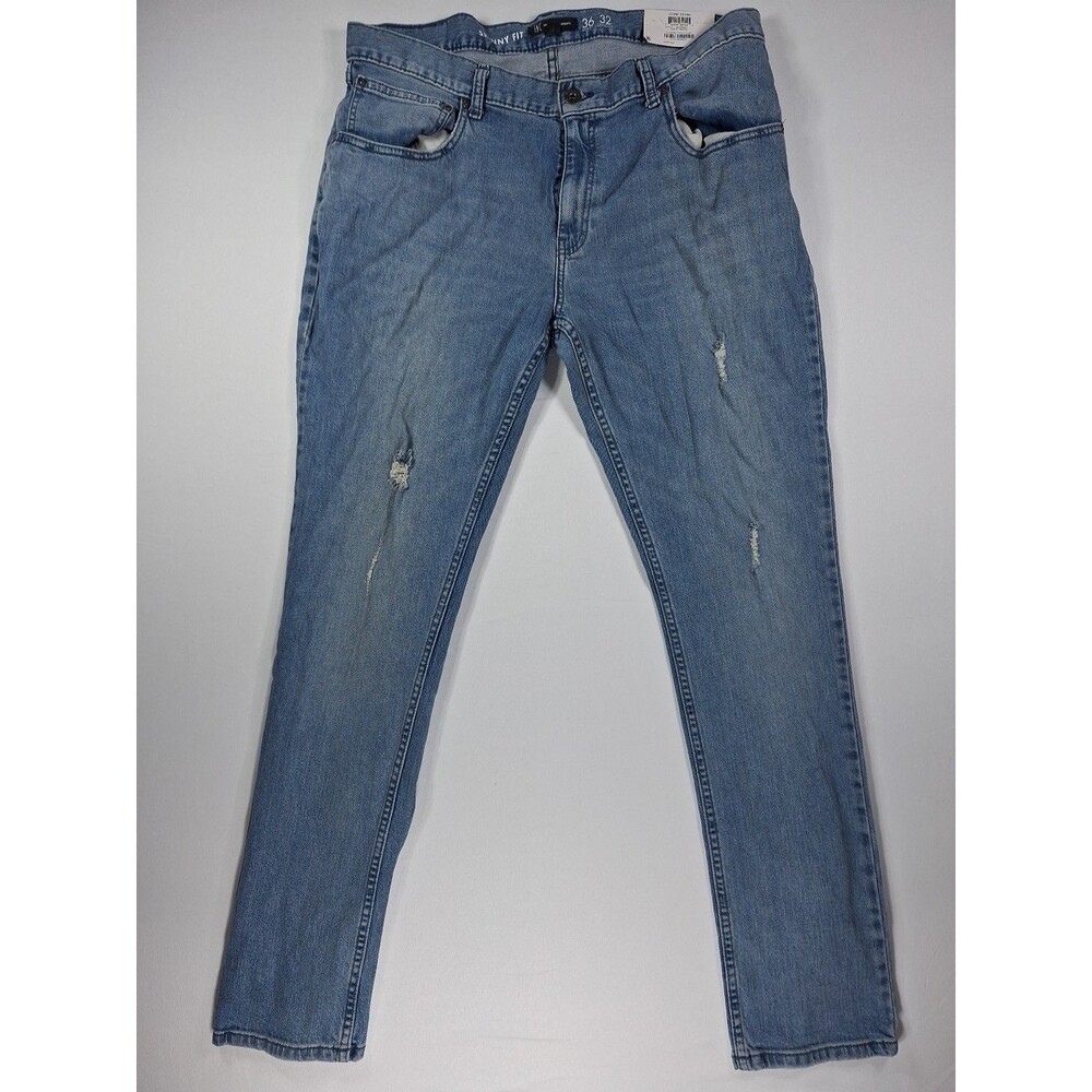 INC Men's Skinny Fit Distressed Jeans Light Wash Stretch 36x32 New With Tags